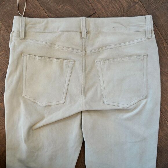 LAUREN RALPH LAUREN High Rise Straight Suede Pants Women's 10 Pale Parchment NWT - Picture 12 of 14